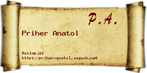 Priher Anatol névjegykártya